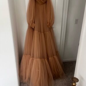 Elegant Brown Tulle Gown